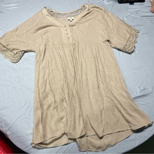 Umgee Women’s Short Sleeve Beige Dress Size Large